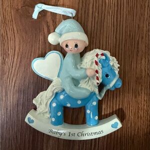 Baby's 1st Christmas Ornament by Rudolph and Me -  Blue Rocking Horse - New